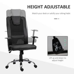 Ergonomic Office Chair with Thick Padded Headrest, Mesh Computer Desk Chair with Tilt Function, Armrest, Black