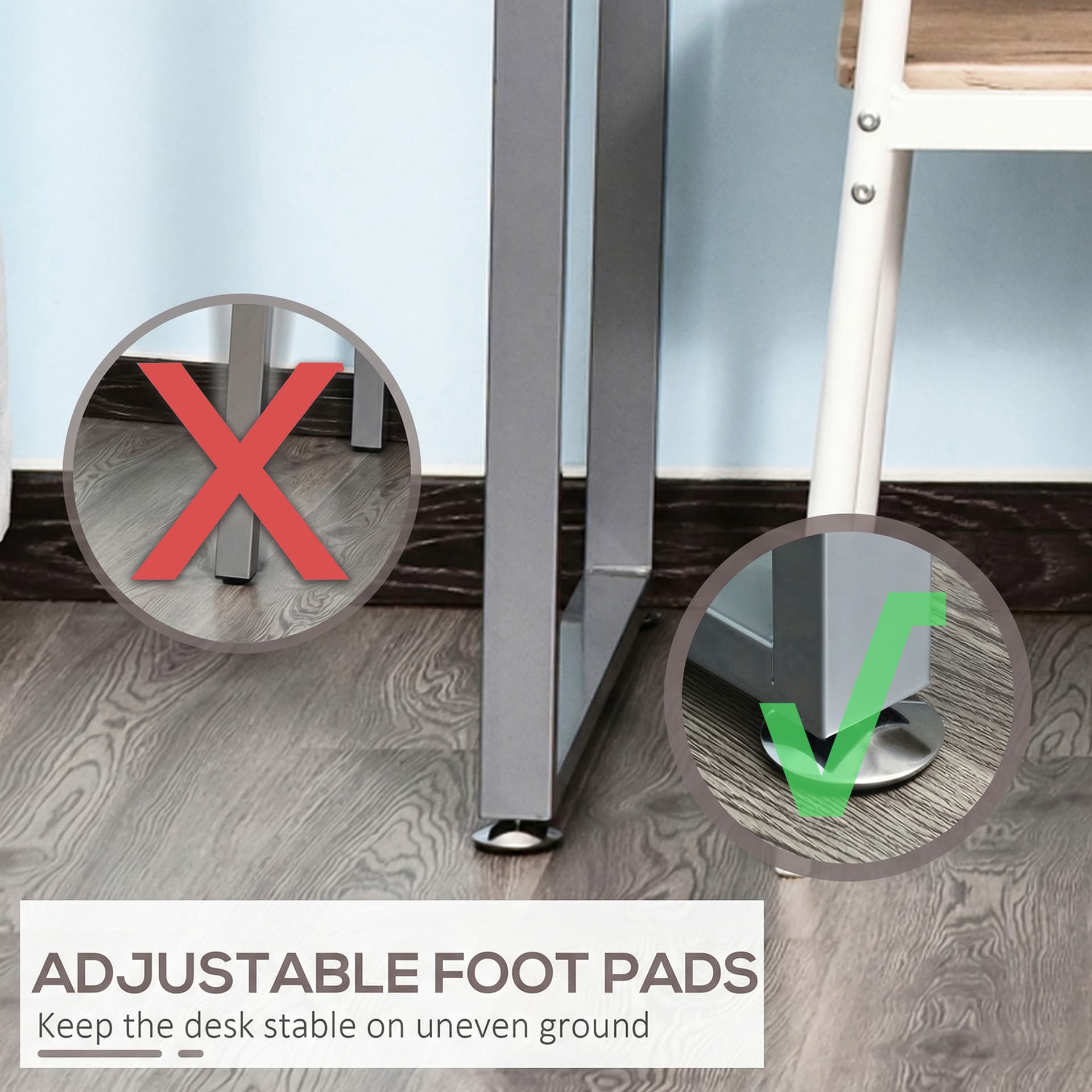 47" Computer Desk Writing Table Workstation with Multi-Use Reversible File Drawers Metal Frame Home Office Furniture, White