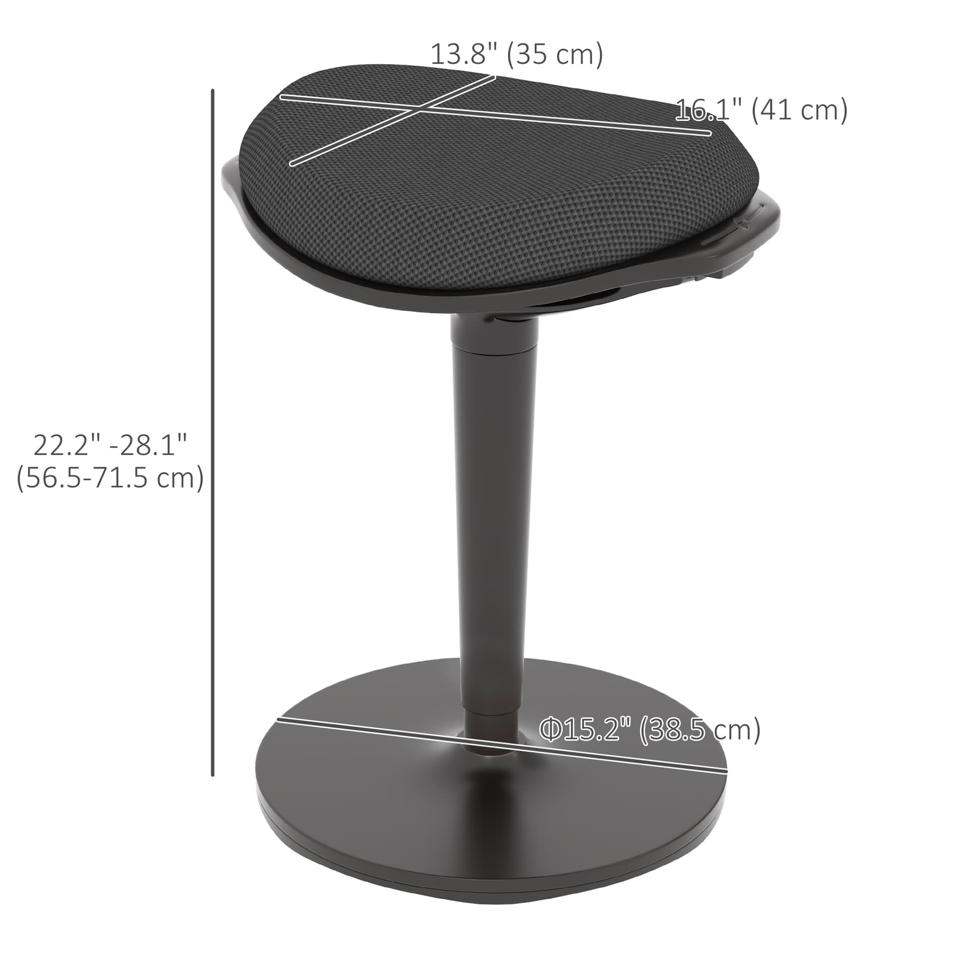 Standing Desk Stool, Ergonomic Wobble Chair, Adjustable Leaning Stool for Office Desks, with Rocking Motion, Black