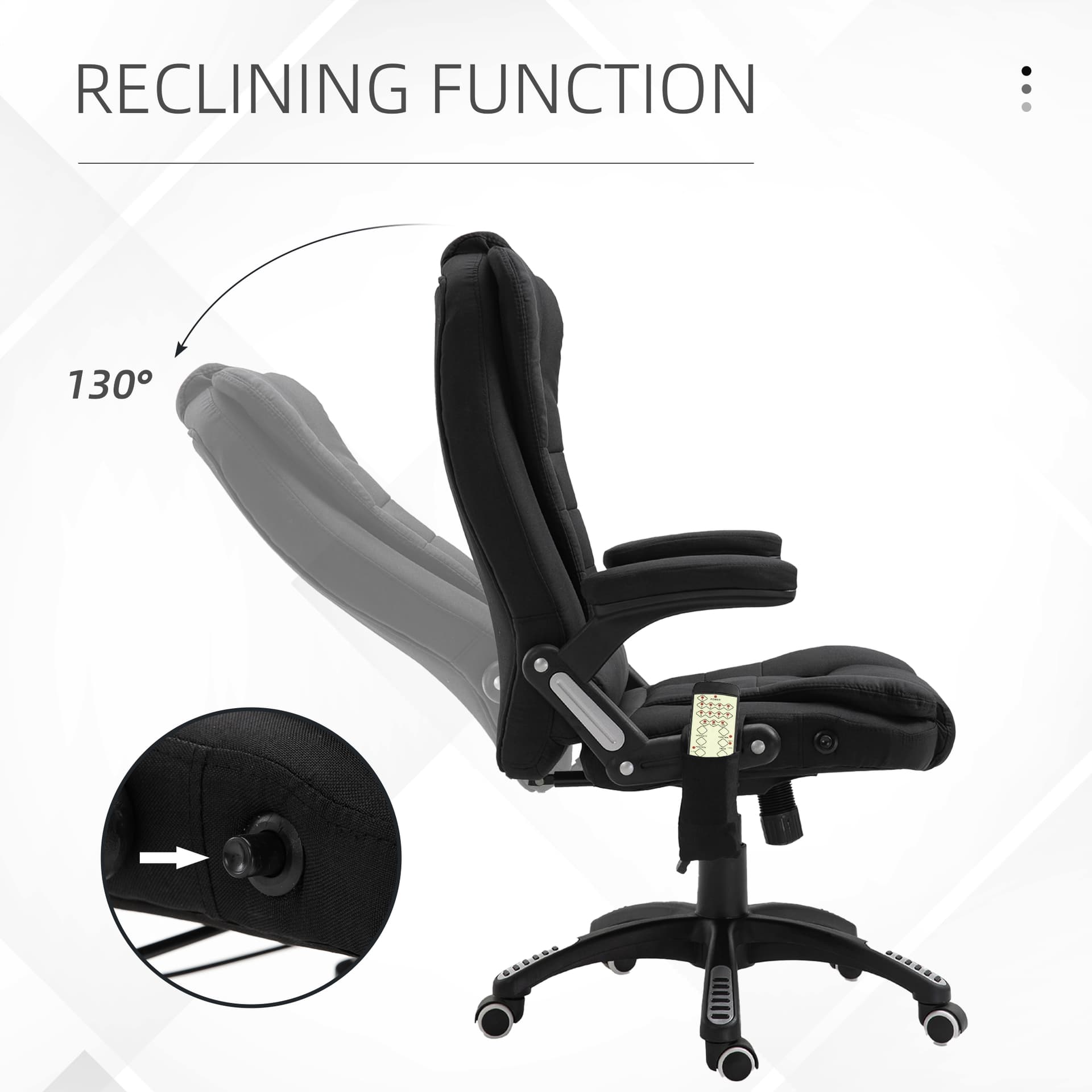 Ergonomic Office Chair Large Leather Massage Executive High Back Reclining Swivel Wheels Black