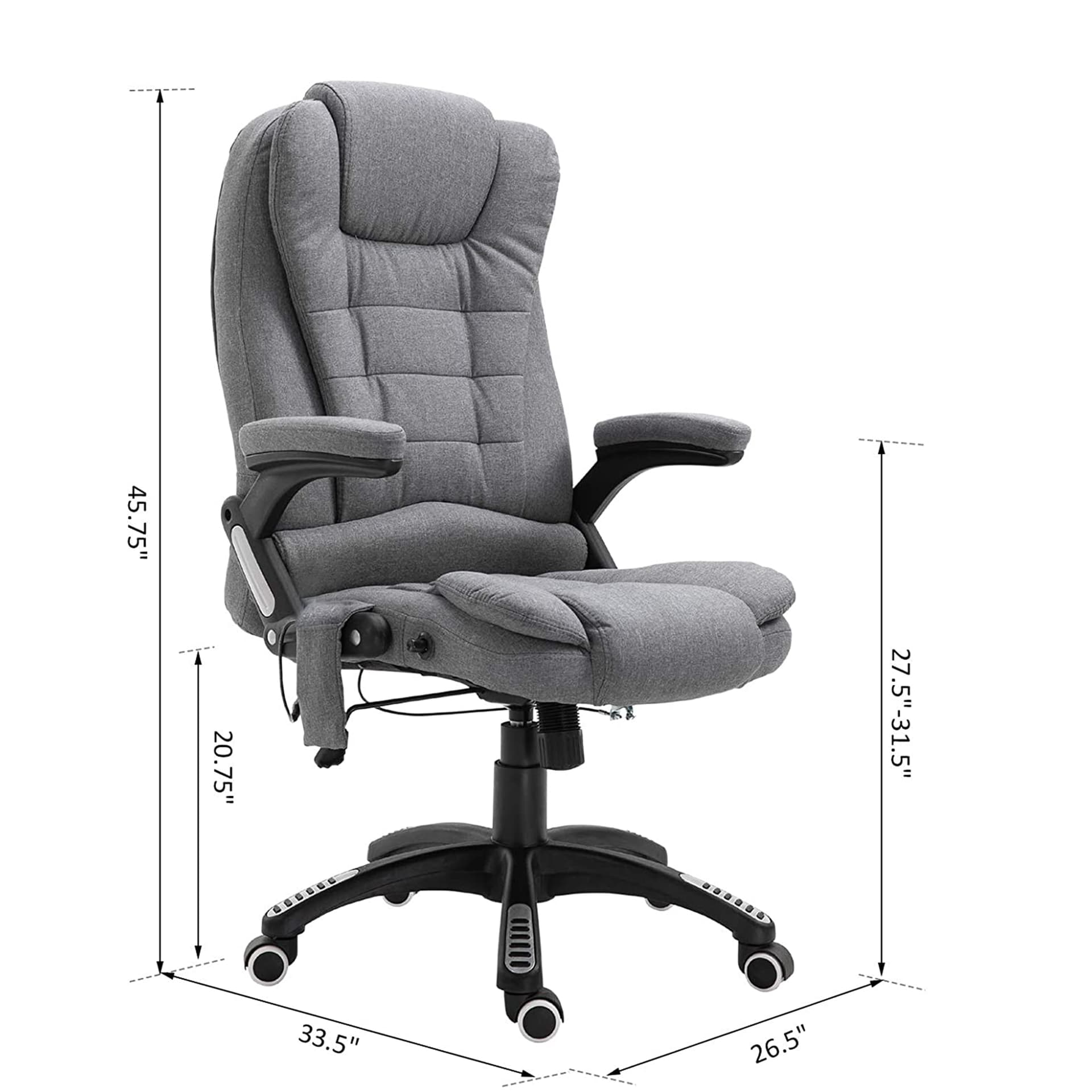 High Back Adjustable Massage Office Chair Ergonomic Reclining Executive Chair Home Office Furniture Grey
