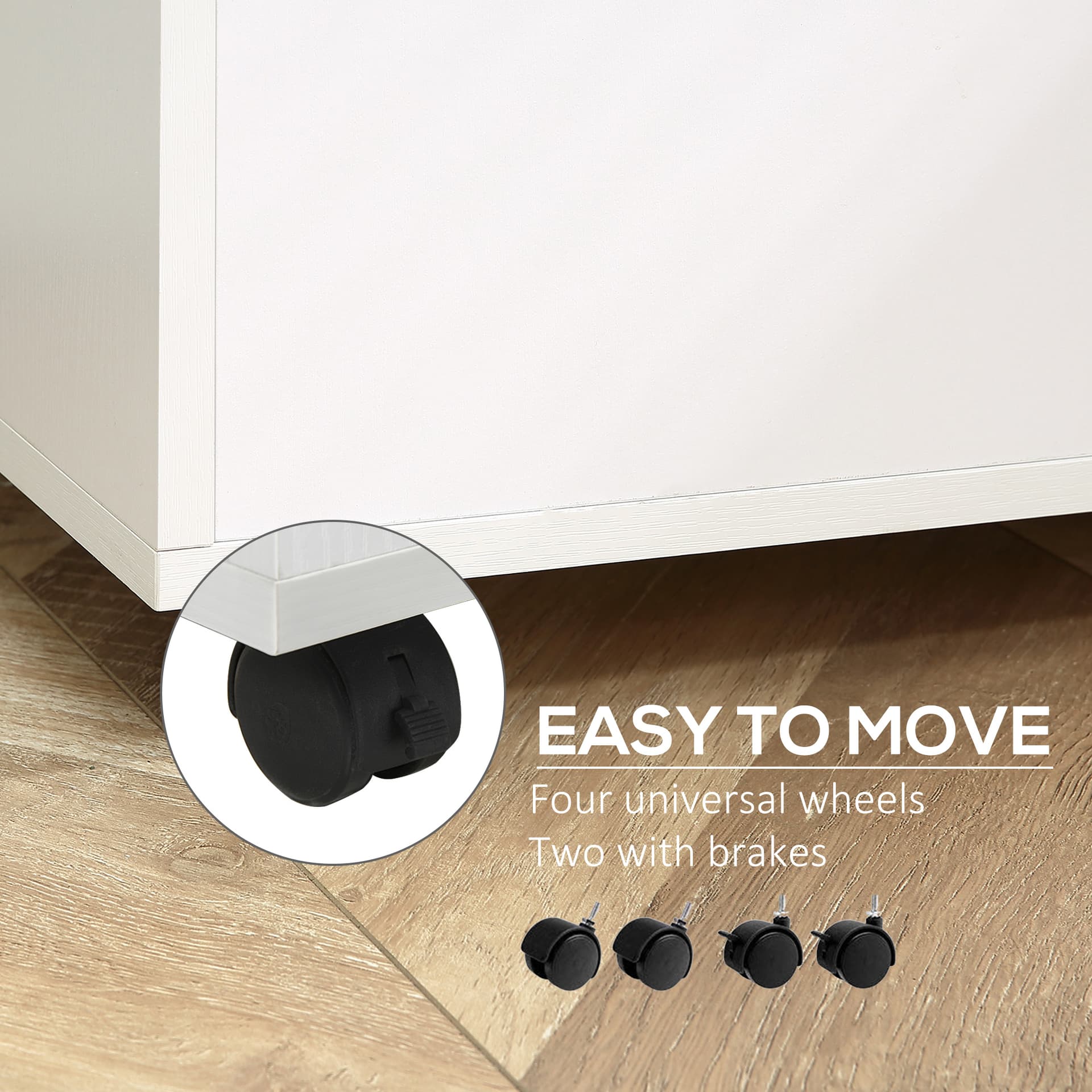 2 Drawer File Cabinet with Lock and Keys, Mobile Vertical Filing Cabinet with Wheels and Drawers, Home Office Cabinet, White