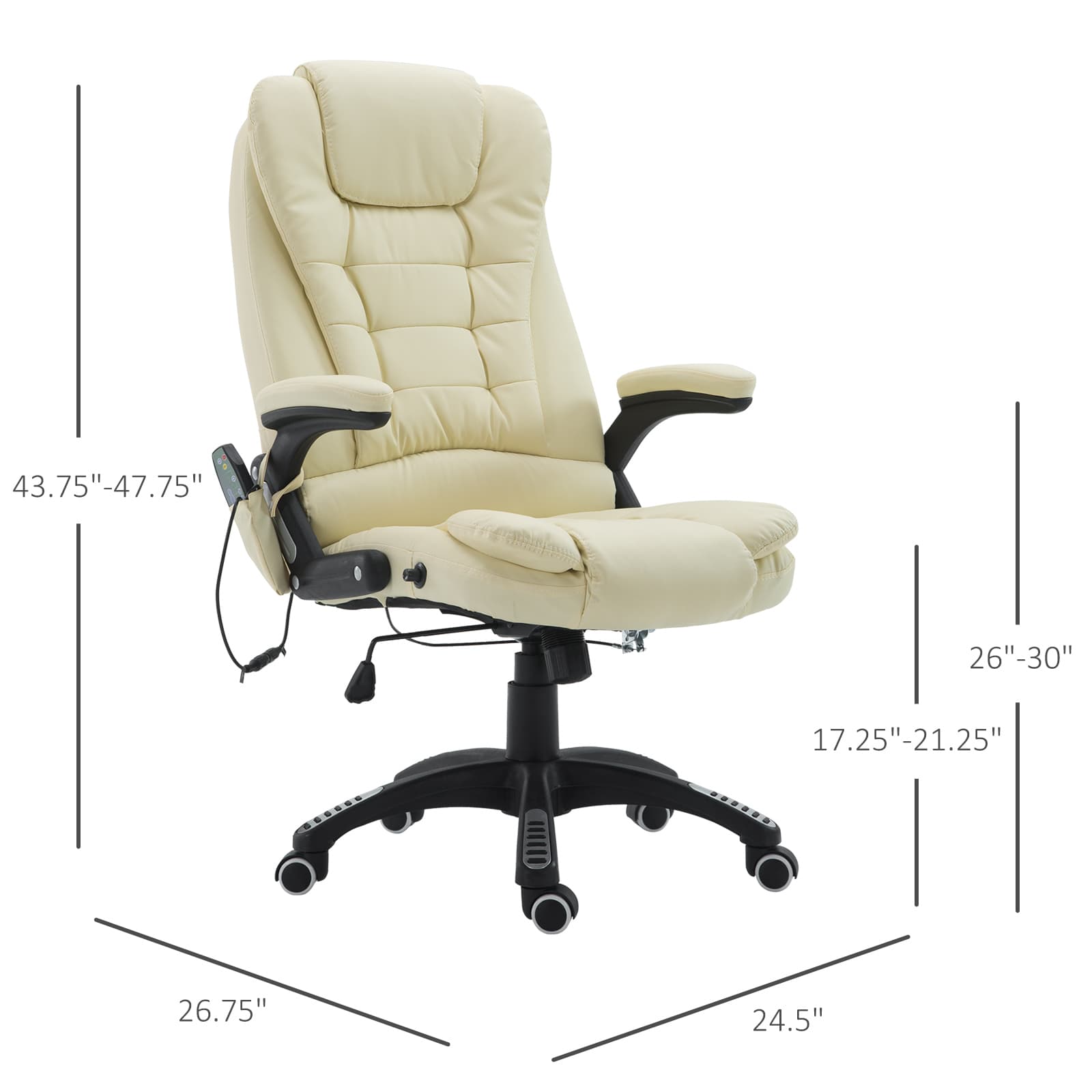 Massage Office Chairs Computer Executive Ergonomic Heated Vibrating Beige