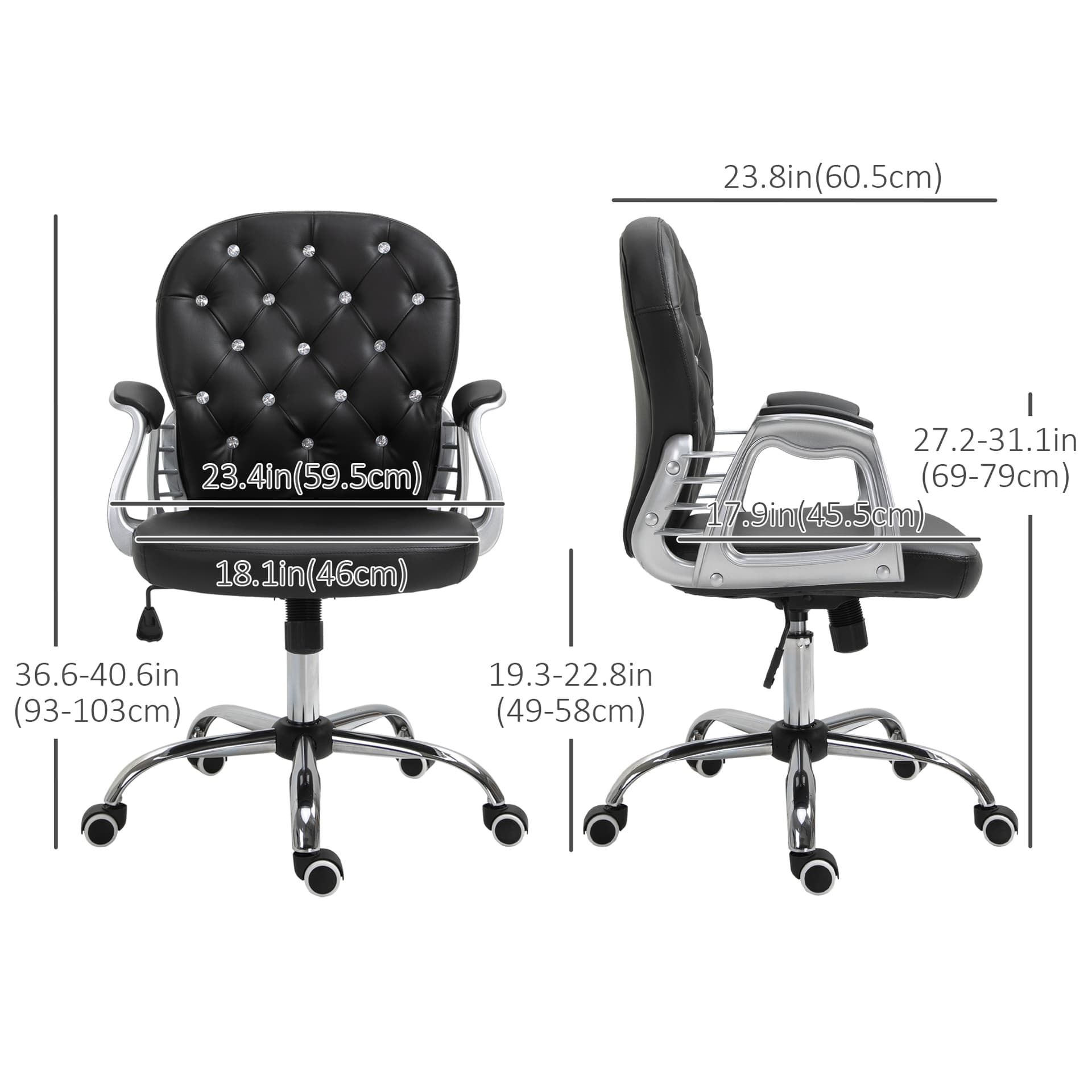 Office Chair, Comfortable Computer Desk Chair with Padded Seat and Adjustable Height, Tufted Back, Black