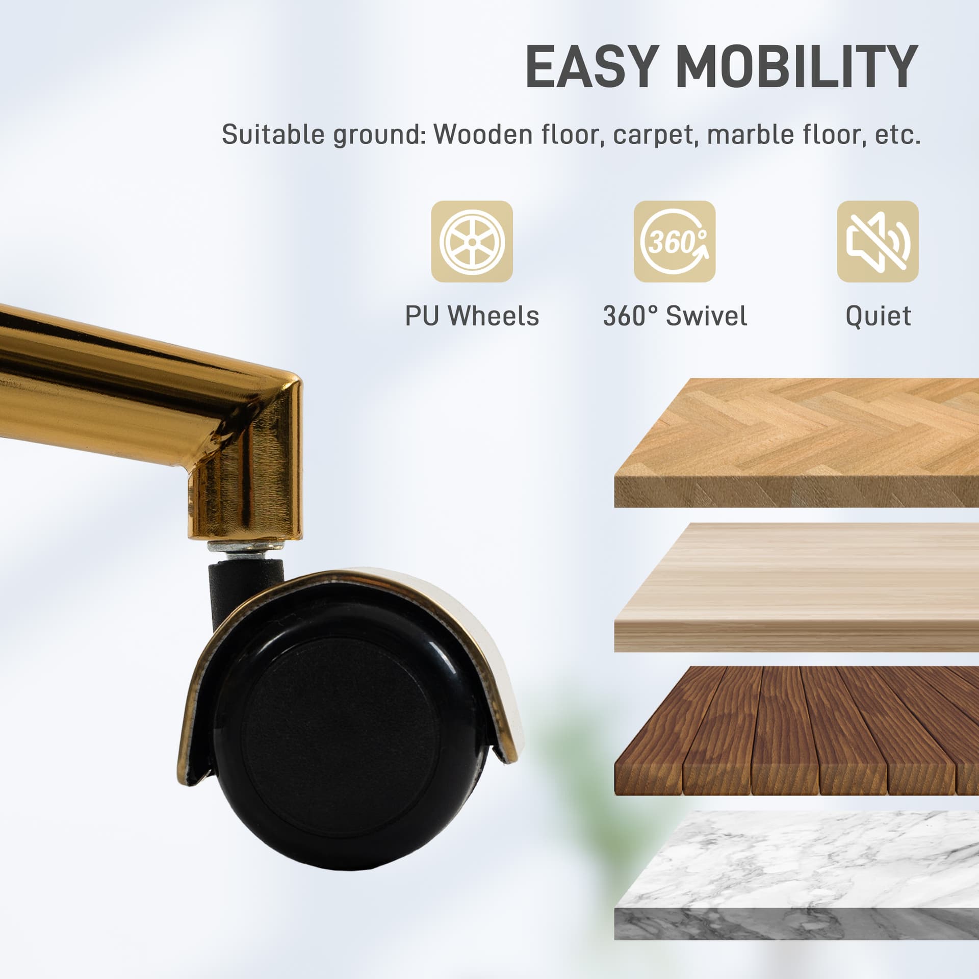 Office Chair, Faux Rabbit Fur Upholstered Vanity Desk Chair, Cream White