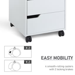 3 Drawer File Cabinet, Mobile Vertical Filing Cabinet with Wheels, Printer Stand with Storage for Home Office, White