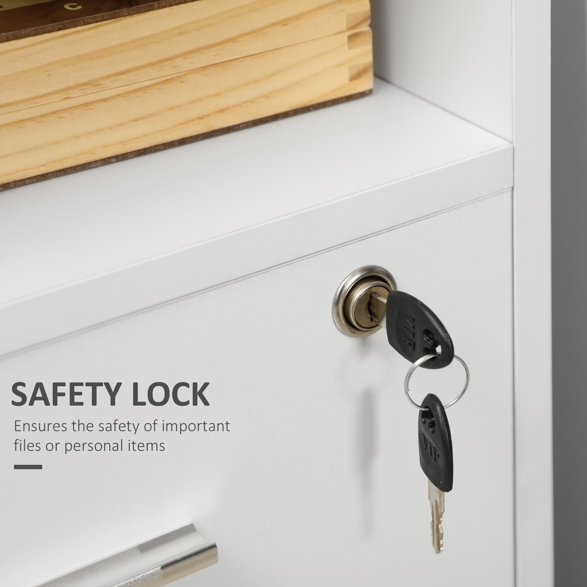 Computer Desk with Keyboard Tray and Drawers, Writing Desk, Home Office Workstation, White