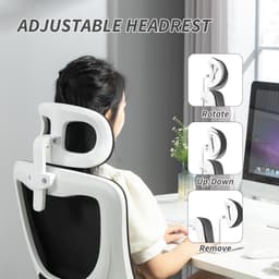 Ergonomic Office Chair with Auto-Adaptive Lumbar Support, High Back Desk Chair with Adjustable Headrest & Height, Rotatable Arm, Rocking Function, Grey