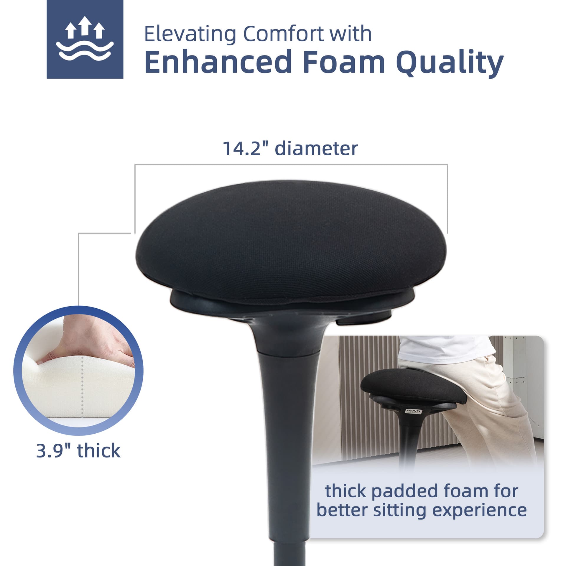 Swivel Standing Desk Chair, Backless Wobble Stool Chair, Adjustable Active Ergonomic Standing Stool with Rocking Motion