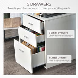 47" Computer Desk Writing Table Workstation with Multi-Use Reversible File Drawers Metal Frame Home Office Furniture, White