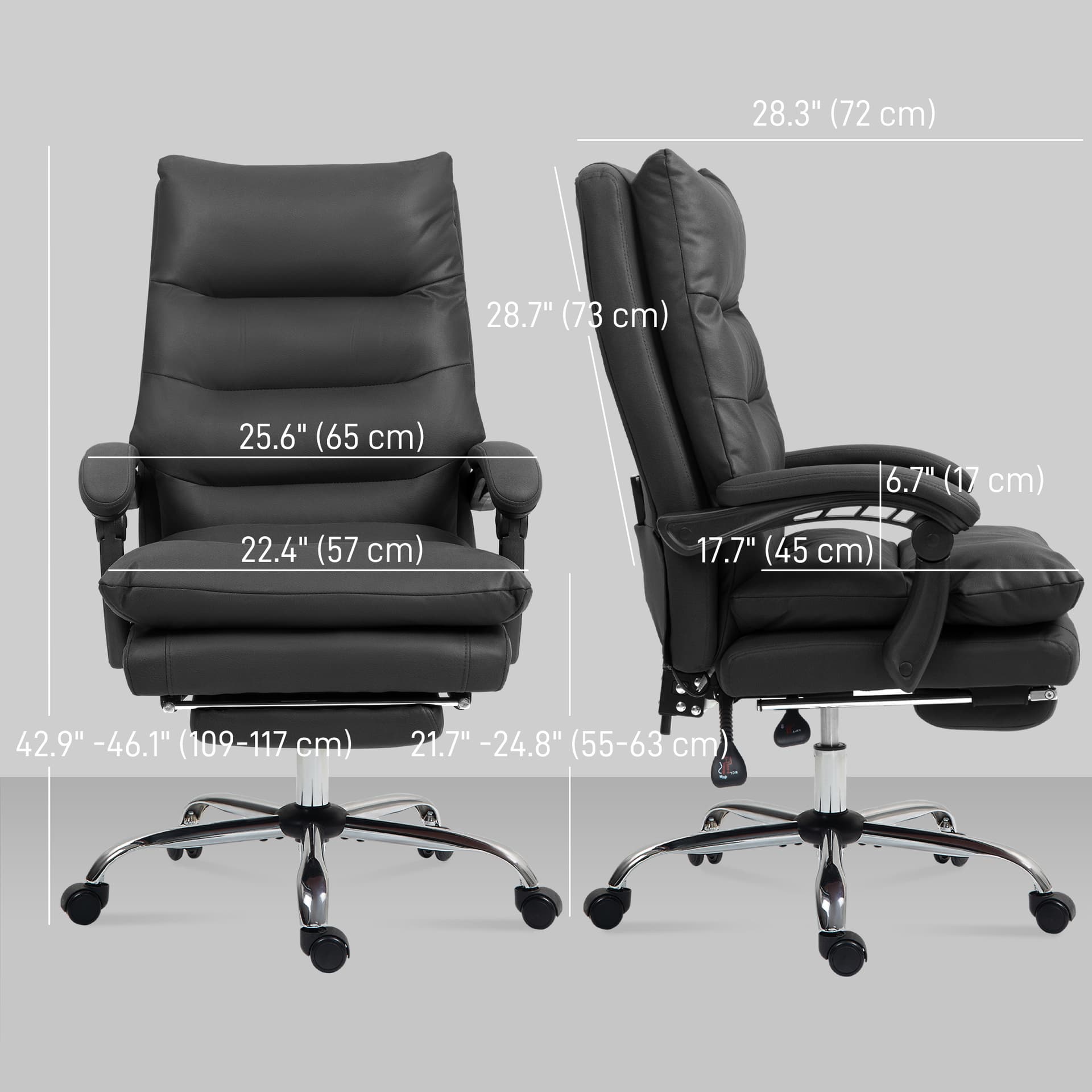 Executive Office Chair with 6-Point Massage, Microfibre Reclining Computer Chair with Footrest, Black