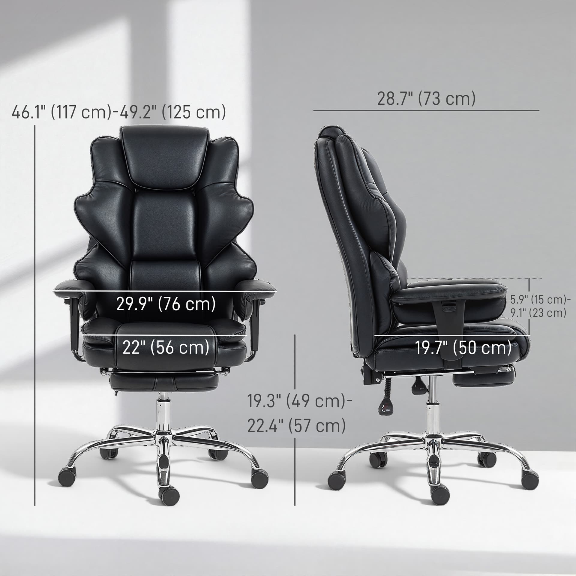 Big and Tall Office Chair, 400 lbs Overstuffed Desk Chair with Spring Cushion, Shaped Foam, PU Leather