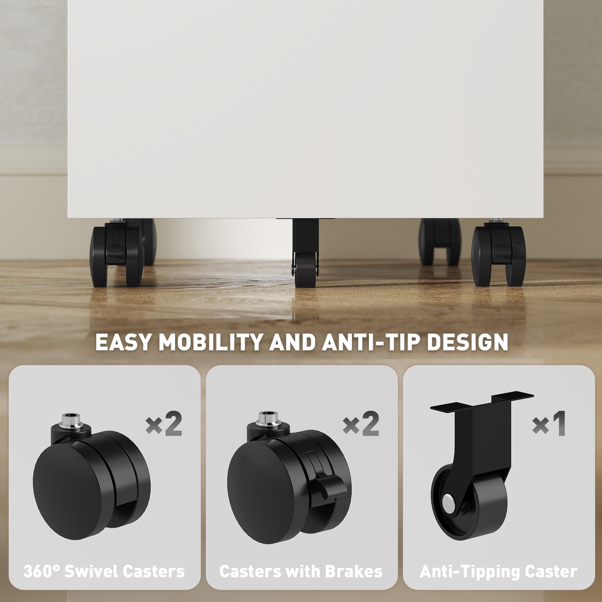 3 Drawer Filing Cabinet with Lock, Steel Office Storage Cabinet with Hanging Bar for A4, Legal, Letter Files, White