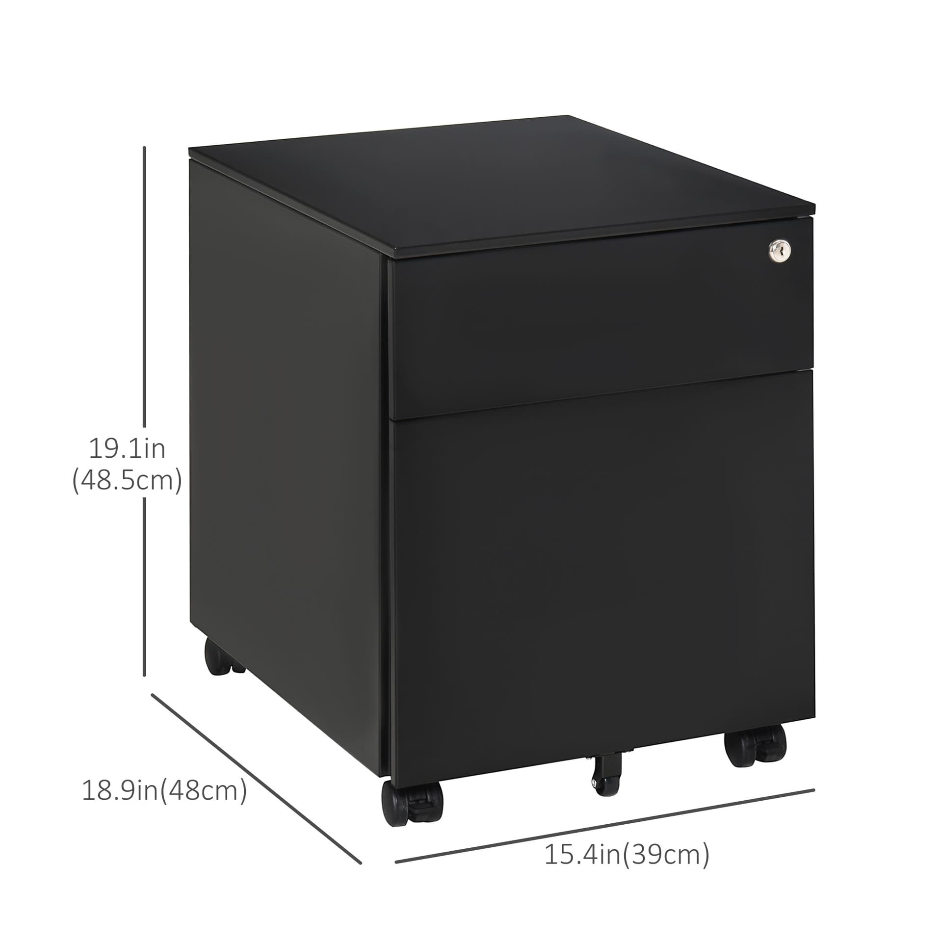 Lockable File Cabinet, Steel Filing Cabinet on Wheels for Legal, A4, Letter Size, with Pencil Tray for Home Office