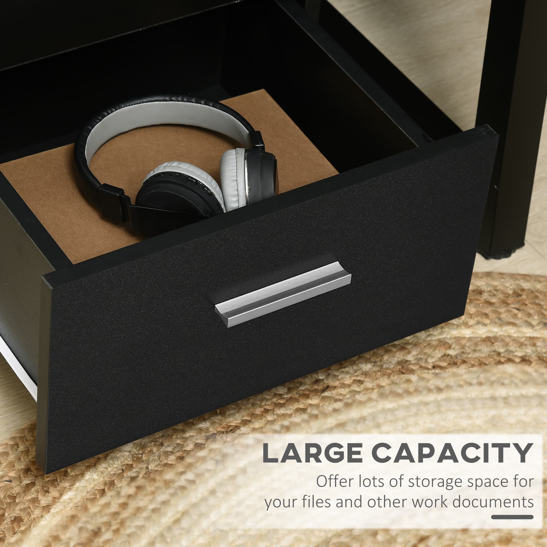 Mobile Filing Cabinet with Wheels, 3 Drawer File Cabinet with Lock and Keys for Home Office, Black