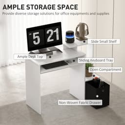 Computer Desk with Sliding Keyboard Tray Storage Drawer Shelf Home Office Workstation White