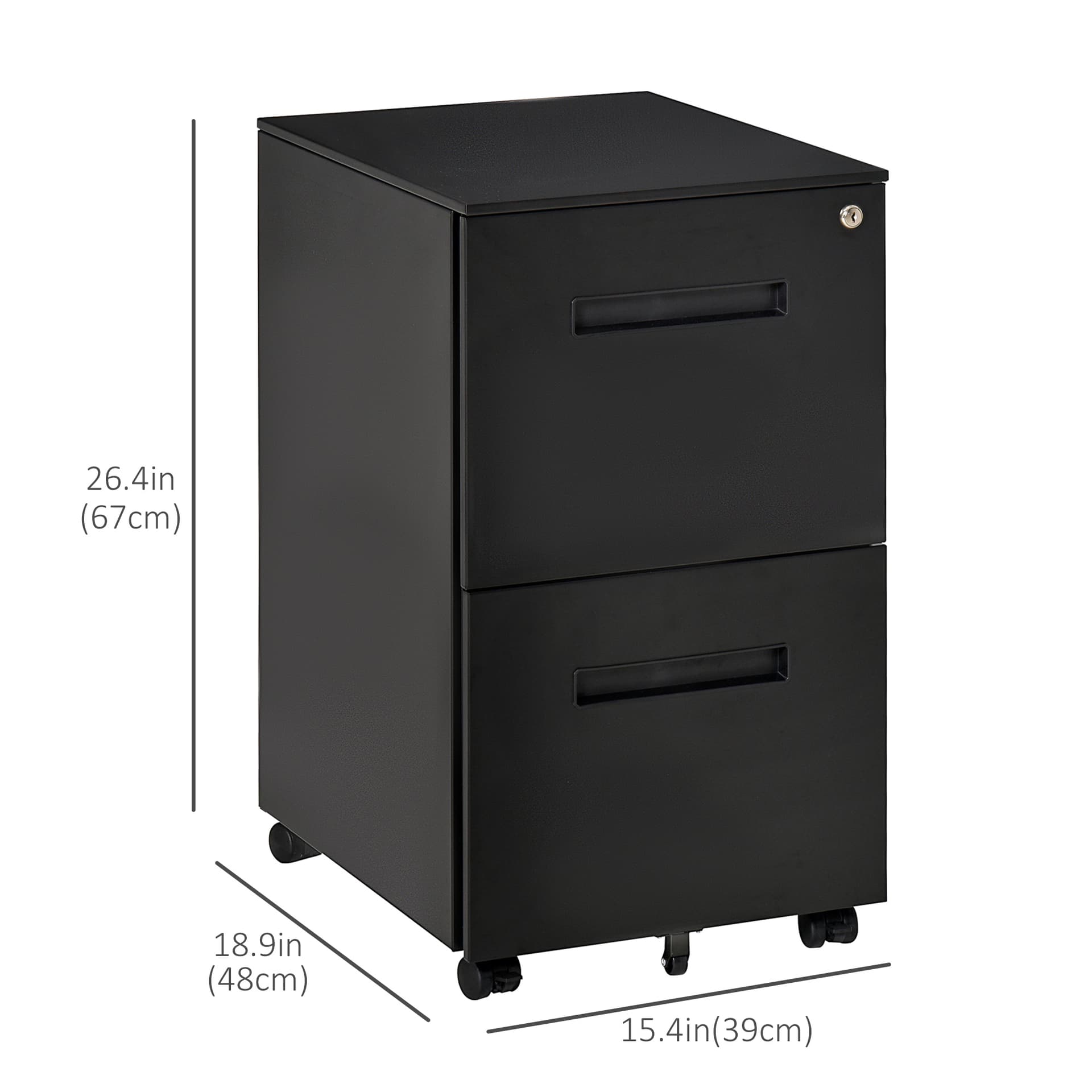 File Cabinet, Vertical Filing Cabinet with Adjustable Partition for A4 Letter Size, Lockable for Office, Black