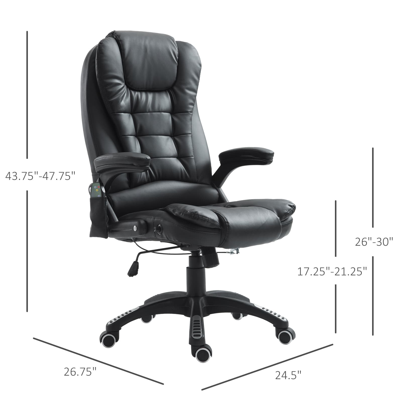 Executive Office Chairs Heated Massage High Back Reclining Office Chair Swivel Leather Adjustable Vibrating Furniture Black