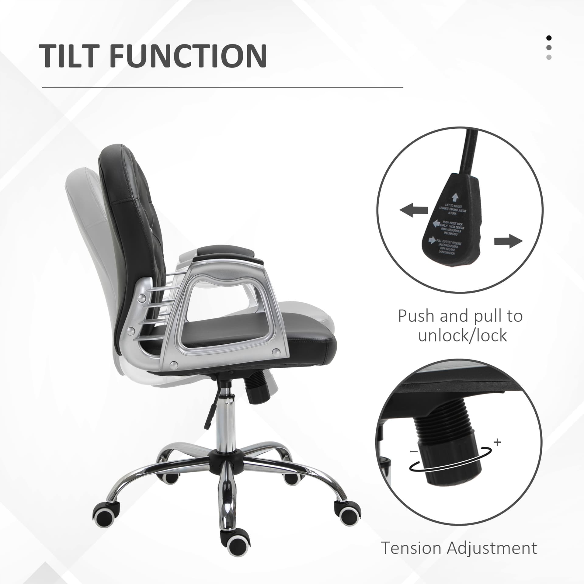 Office Chair, Comfortable Computer Desk Chair with Padded Seat and Adjustable Height, Tufted Back, Black