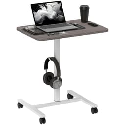 Height Adjustable Standing Desk, Pneumatic Sit Stand Desk with Wheels and Headphone Hook for Home Office, Grey - Standing Desks - Office Furniture