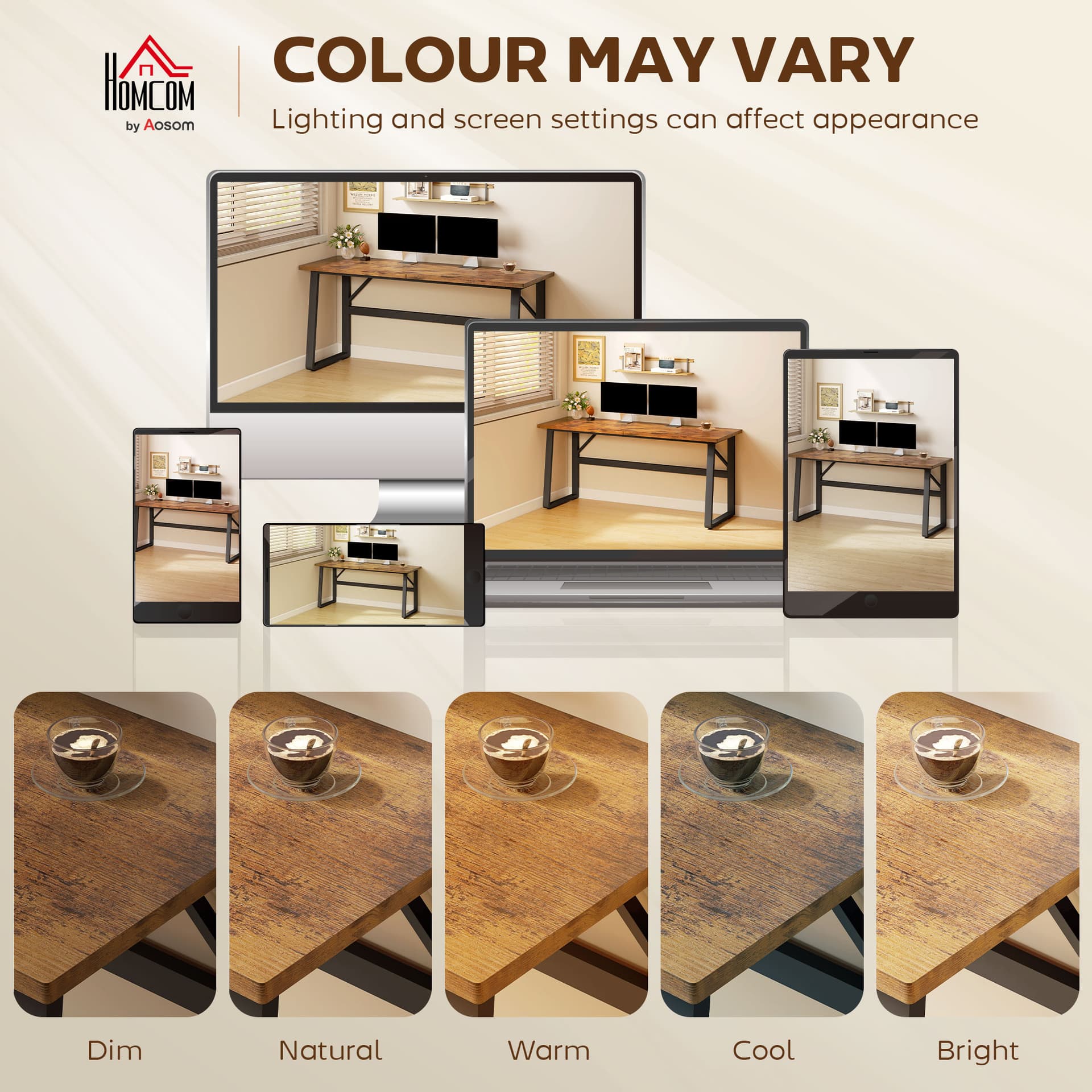 71 Inch Computer Desk, Home Office Desk, Simple Study Writing Table with Adjustable Feet, Modern Style, Brown