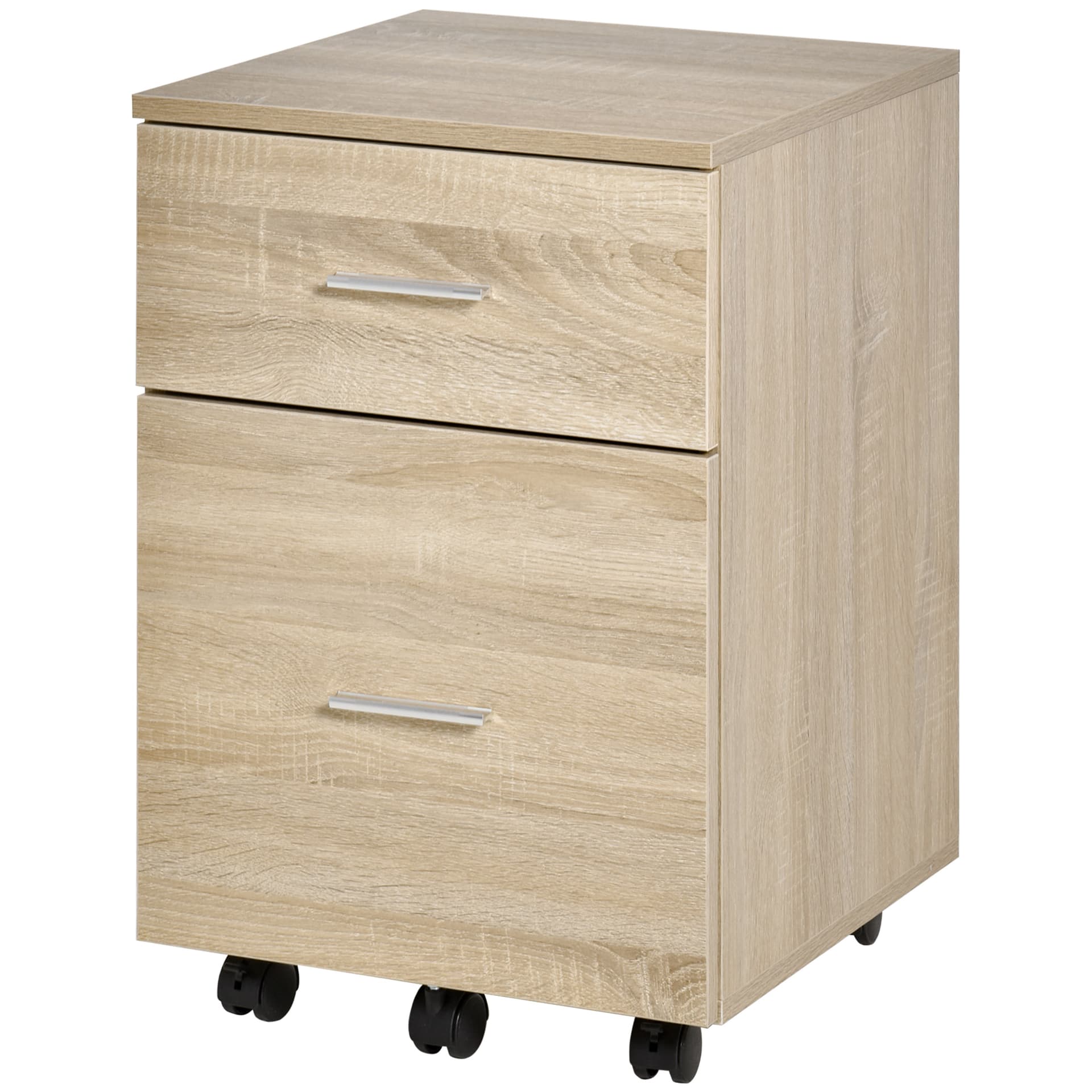 Mobile Filing Cabinet, Vertical File Cabinet with 2 Drawers, Wheels, for Letter or A4 File, Natural - Filing Cabinets - Office Furniture