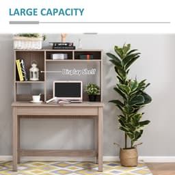 Computer Desk with Hutch, Home Office Table with Storage Shelves and Open Compartments for Writing, Work, Brown