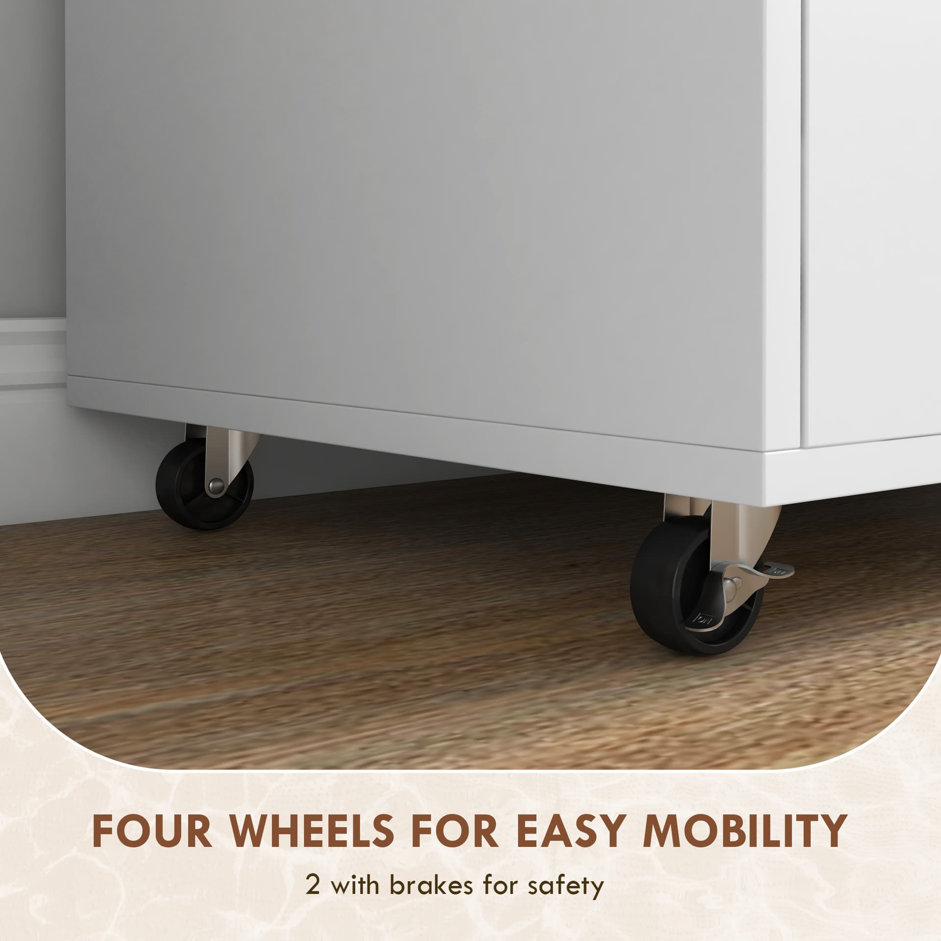 Mobile Filing Cabinet, Rolling File Cabinet with Drawer and Adjustable Hanging Bar for Letter, A4 and Legal Size, White