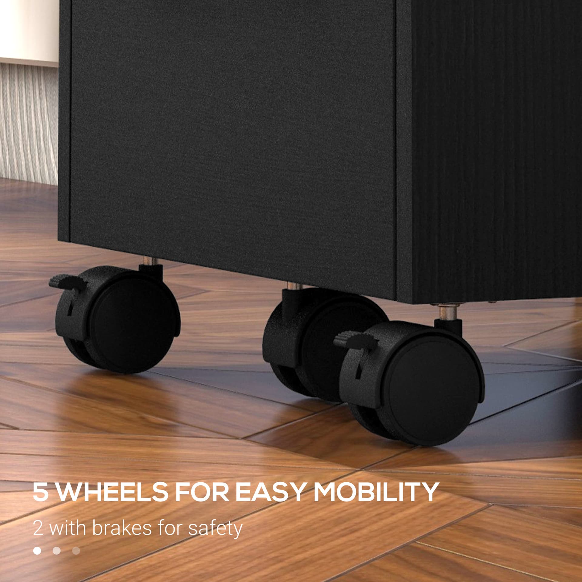 Lockable Vertical File Cabinet with Lock, 3 Drawer Filing Cabinet with Hanging Bars for Letter and A4 Size, Black