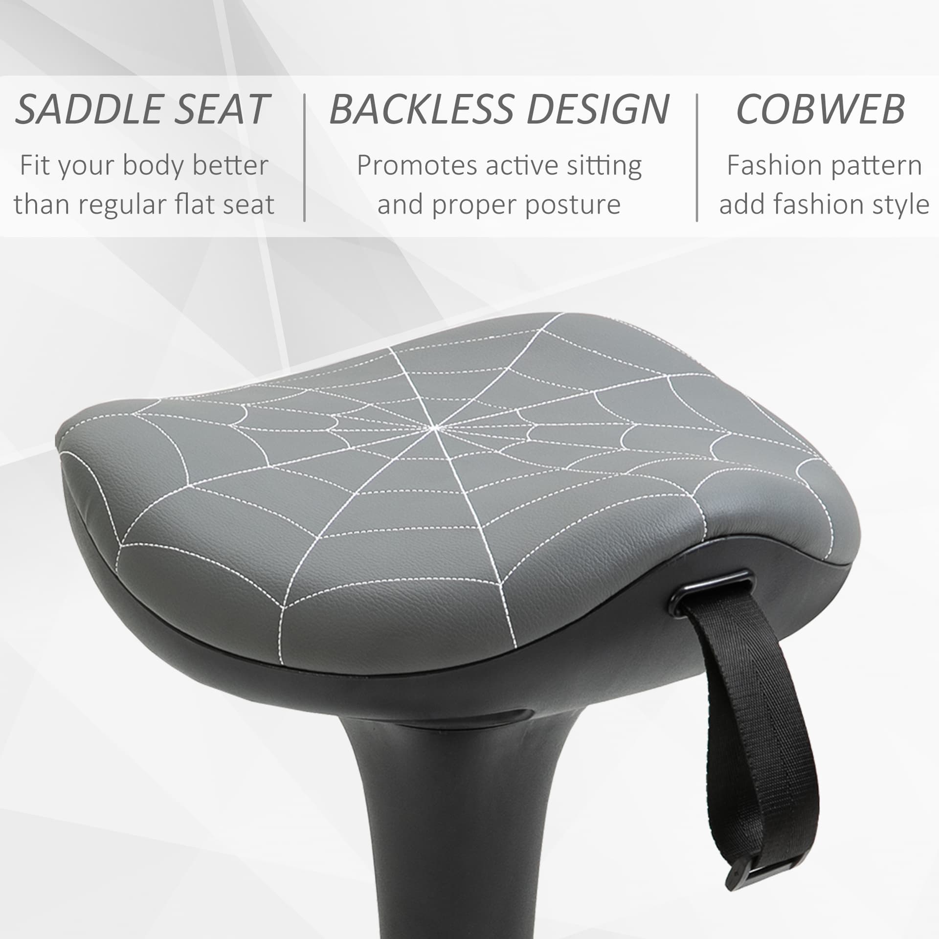 Backless Wobble Stool Chair, Standing Desk Chair, Adjustable Learning Stool for Office Desks, with Rocking Motion, Grey
