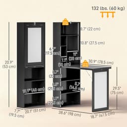 Fold-out Convertible Office Desk, Wall Mount Computer Desk with Whiteboard and Side Shelf, Black