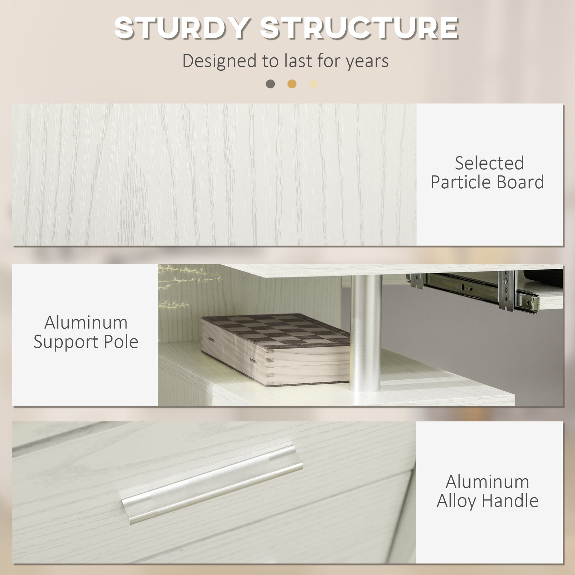 47" Computer Desk with Keyboard Tray and Storage Drawers, Home Office Workstation Table with Storage Shelves, White