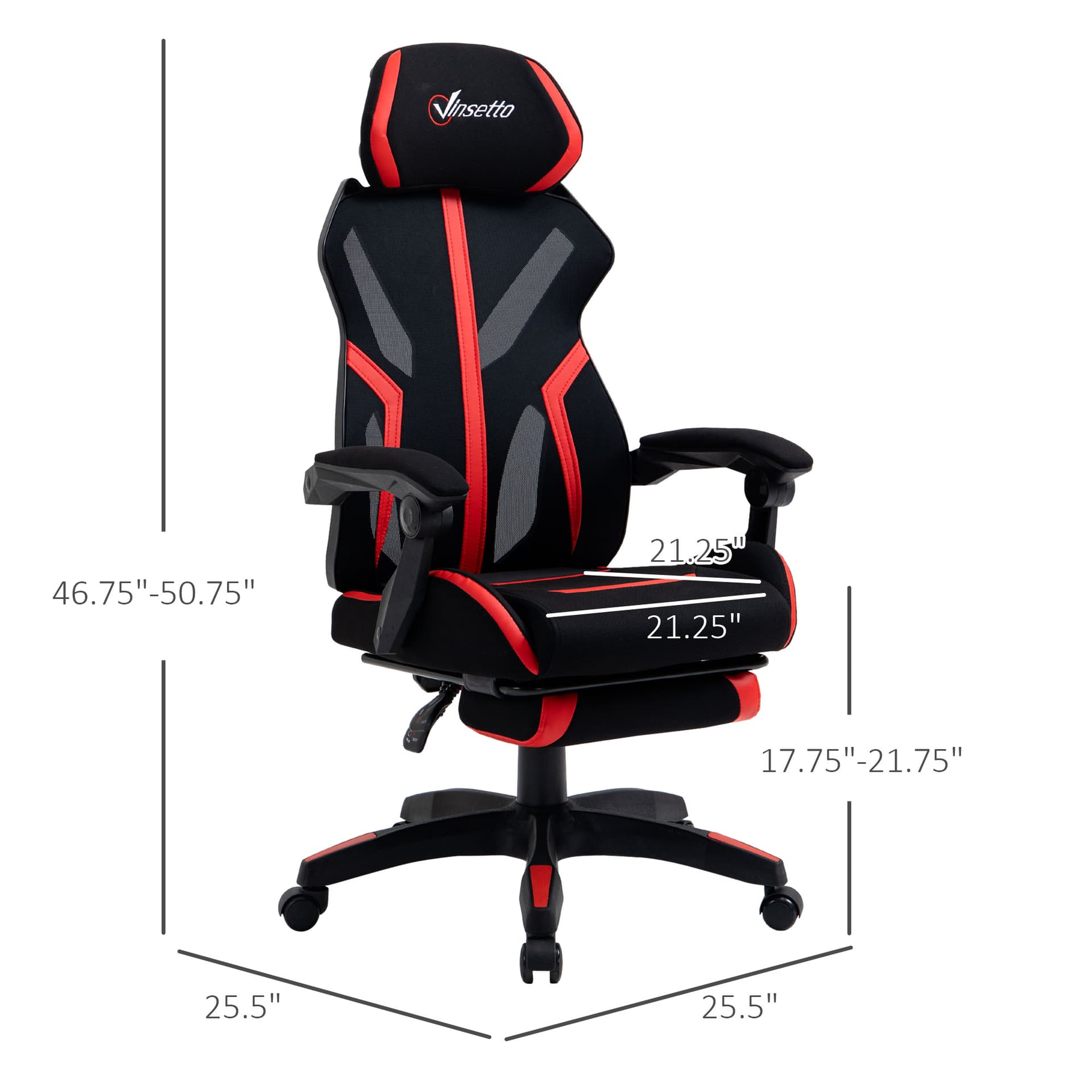Racing Gaming Chair, Ergonomic Computer Chair with Footrest, Headrest, High Back Recliner Swivel Seat with Adjustable Height, Black Red