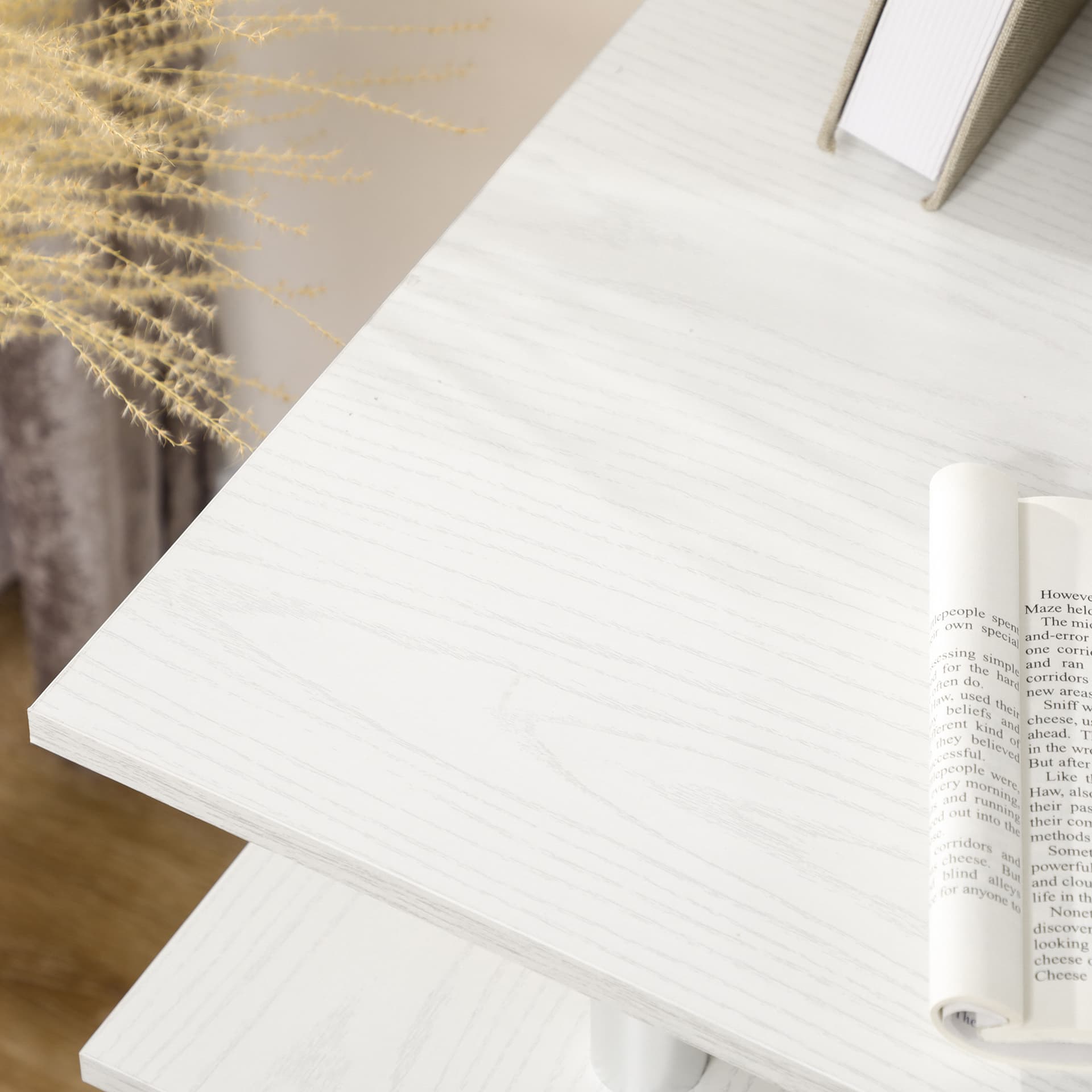 47" Computer Desk with Keyboard Tray and Storage Drawers, Home Office Workstation Table with Storage Shelves, White