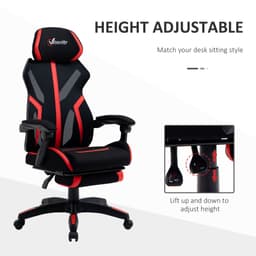 Racing Gaming Chair, Ergonomic Computer Chair with Footrest, Headrest, High Back Recliner Swivel Seat with Adjustable Height, Black Red