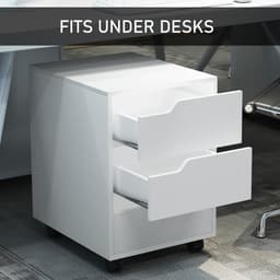 3 Drawer File Cabinet, Mobile Vertical Filing Cabinet with Wheels, Printer Stand with Storage for Home Office, White