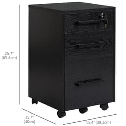 Lockable Vertical File Cabinet with Lock, 3 Drawer Filing Cabinet with Hanging Bars for Letter and A4 Size, Black