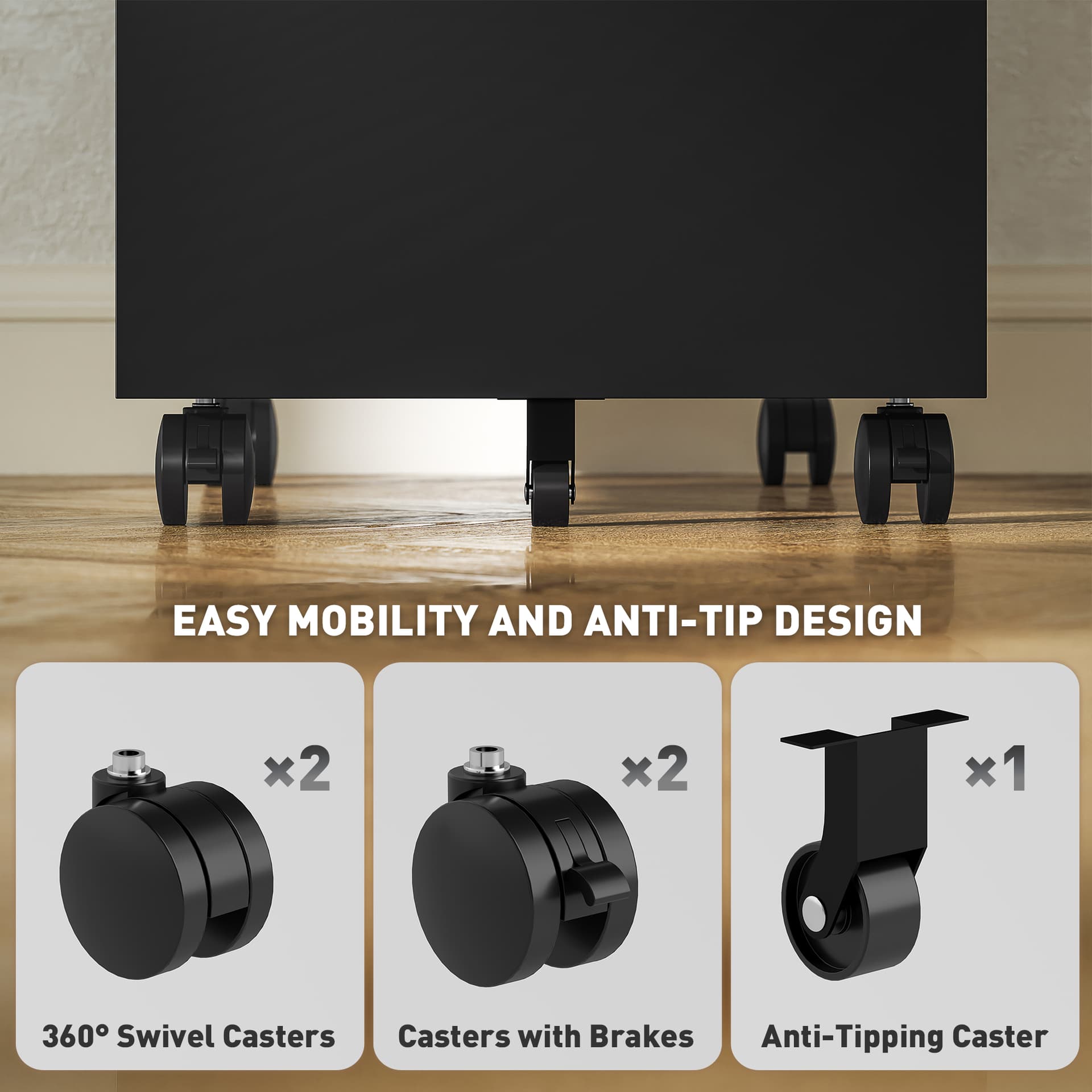 3 Drawer Filing Cabinet with Lock, Steel Office Storage Cabinet with Hanging Bar for A4, Legal, Letter Files, Black