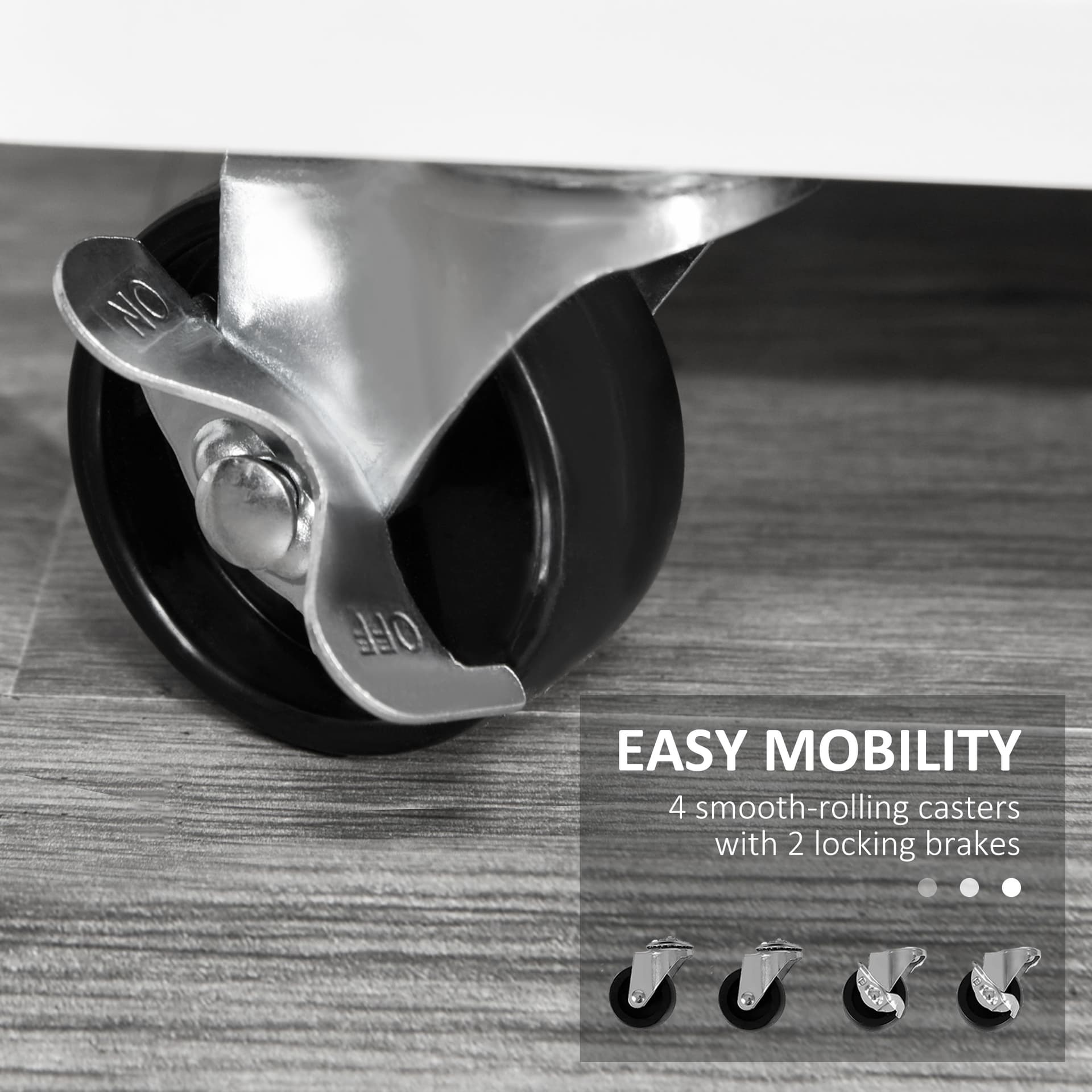 Lateral Filing Cabinet with Open Storage Shelf, Printer Stand Home Office Mobile File Cabinet with Wheels, Lockable Drawer, White