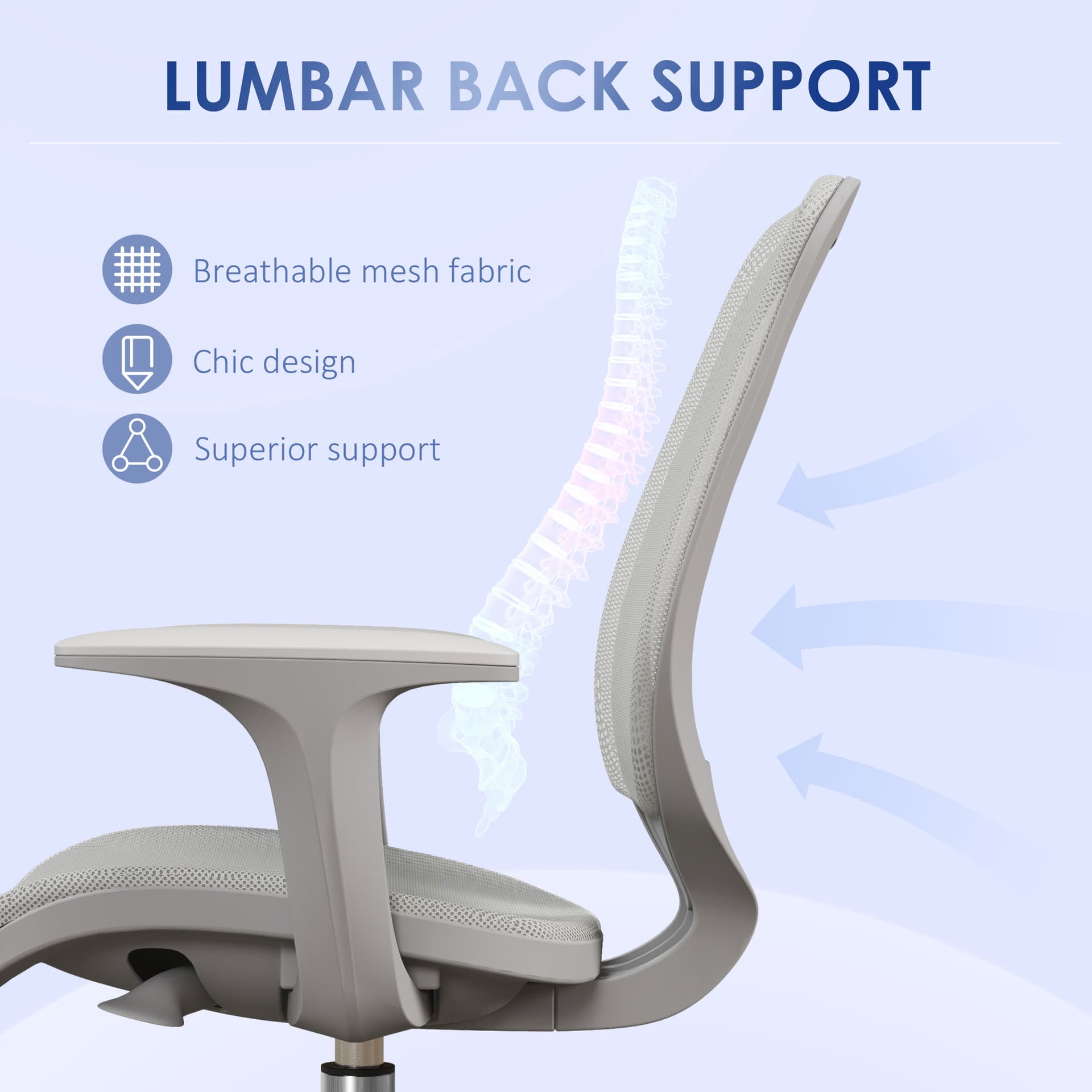 Ergonomic Office Chair, Desk Chair with Lumbar Support, Flip-up Armrest, Diamond Fabric Computer Chair for Office, Dark Grey