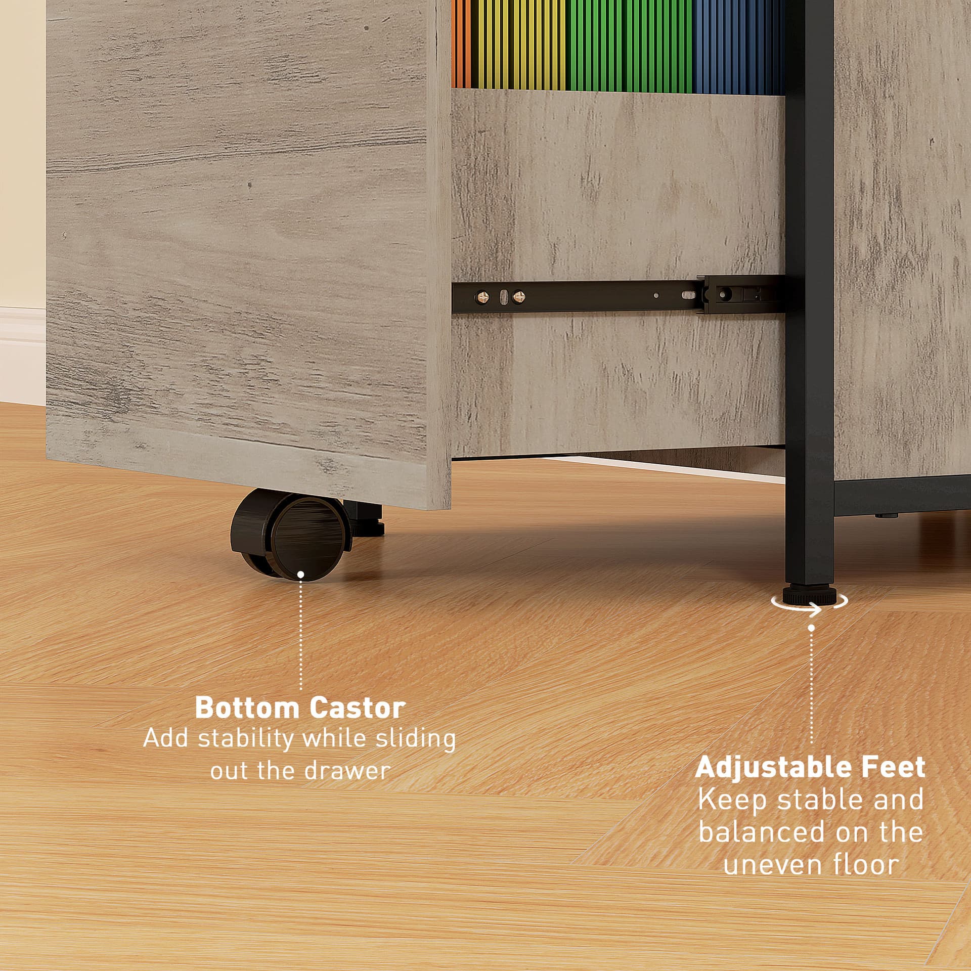 Vertical Filing Cabinet, Tall File Cabinet with 2 Drawers, Hanging Bars for Letter and A4 Size, Distressed Grey