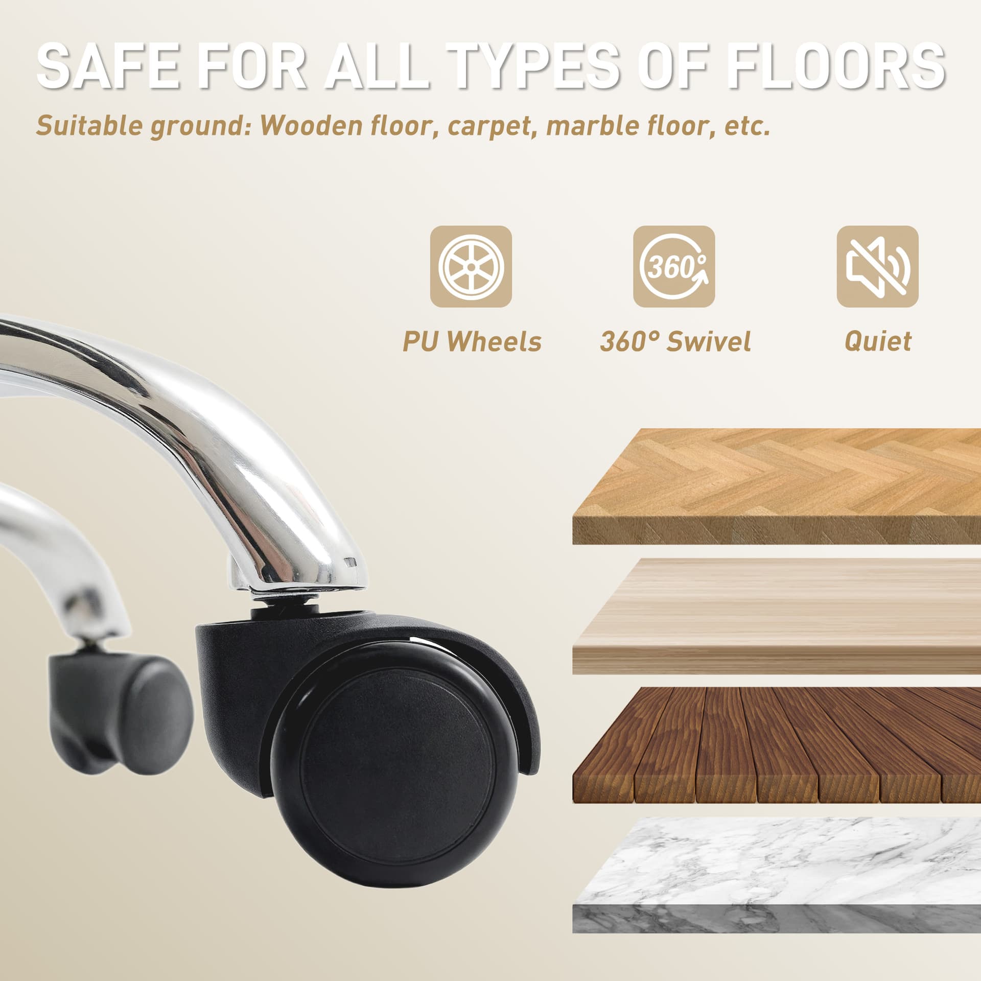 Executive Office Chair, Pet-Friendly Leather Ergonomic Desk Chair with Footrest, Swivel Recliner, Beige