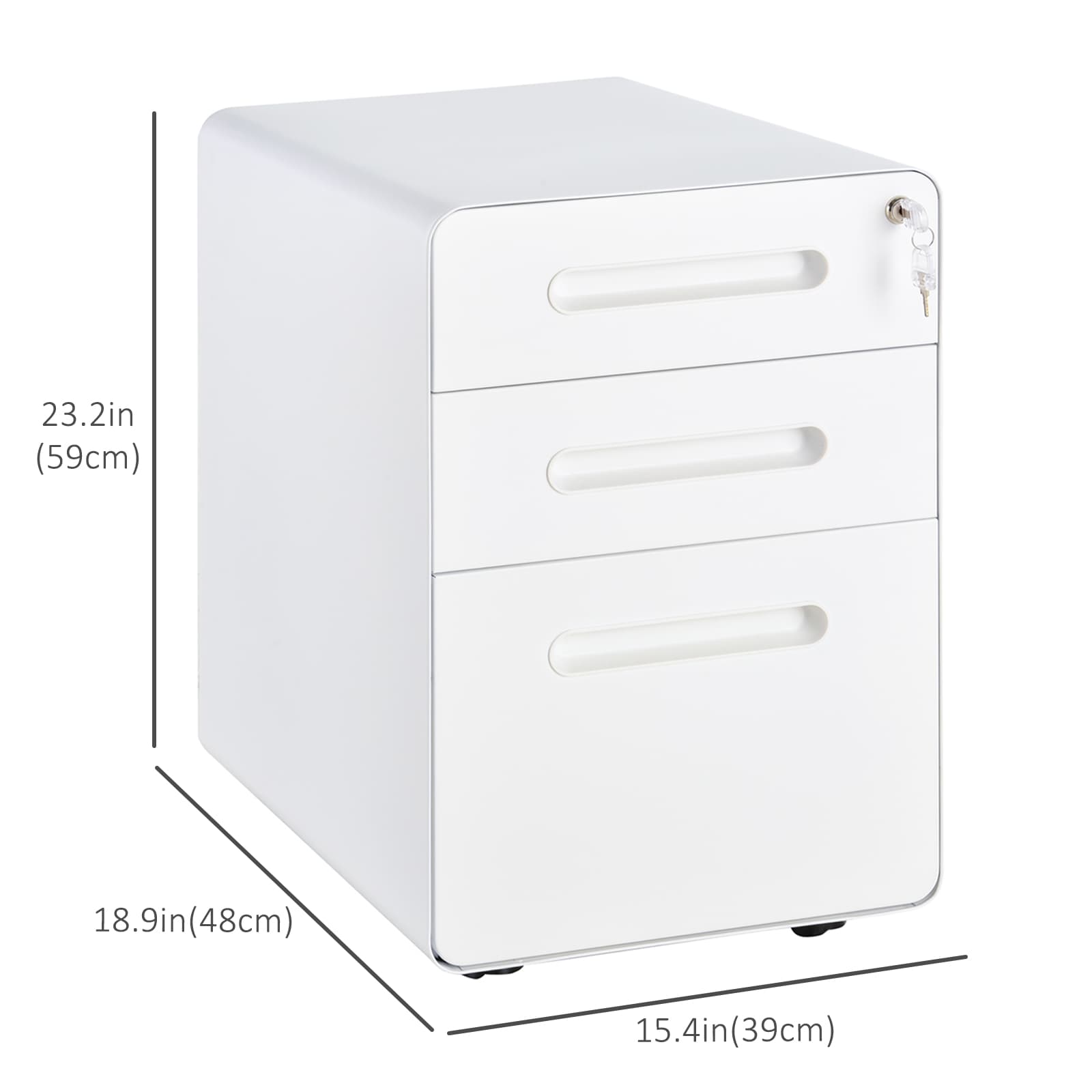 Lockable File Cabinet, Steel Filing Cabinet on Wheels for Legal, A4, Letter Size, Home Office