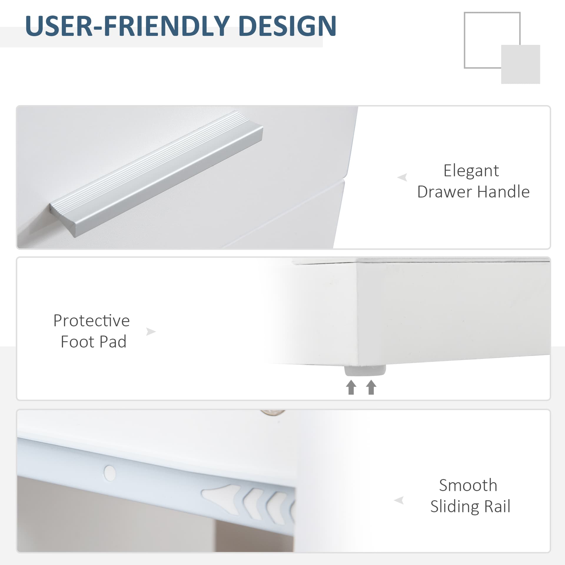 L-Shaped Rotating Computer Desk Home Office Study Workstation with Storage Shelves, Cabinet and Drawer for Home & Office, White