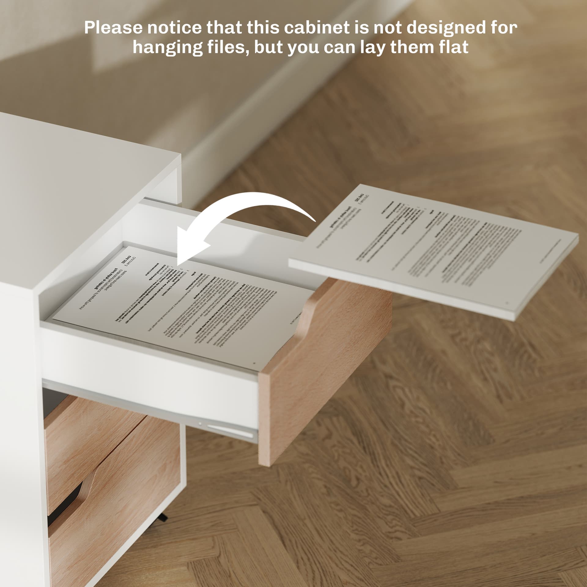 3 Drawer File Cabinet, Mobile Vertical Filing Cabinet with Wheels, Printer Stand with Storage for Home Office, Oak