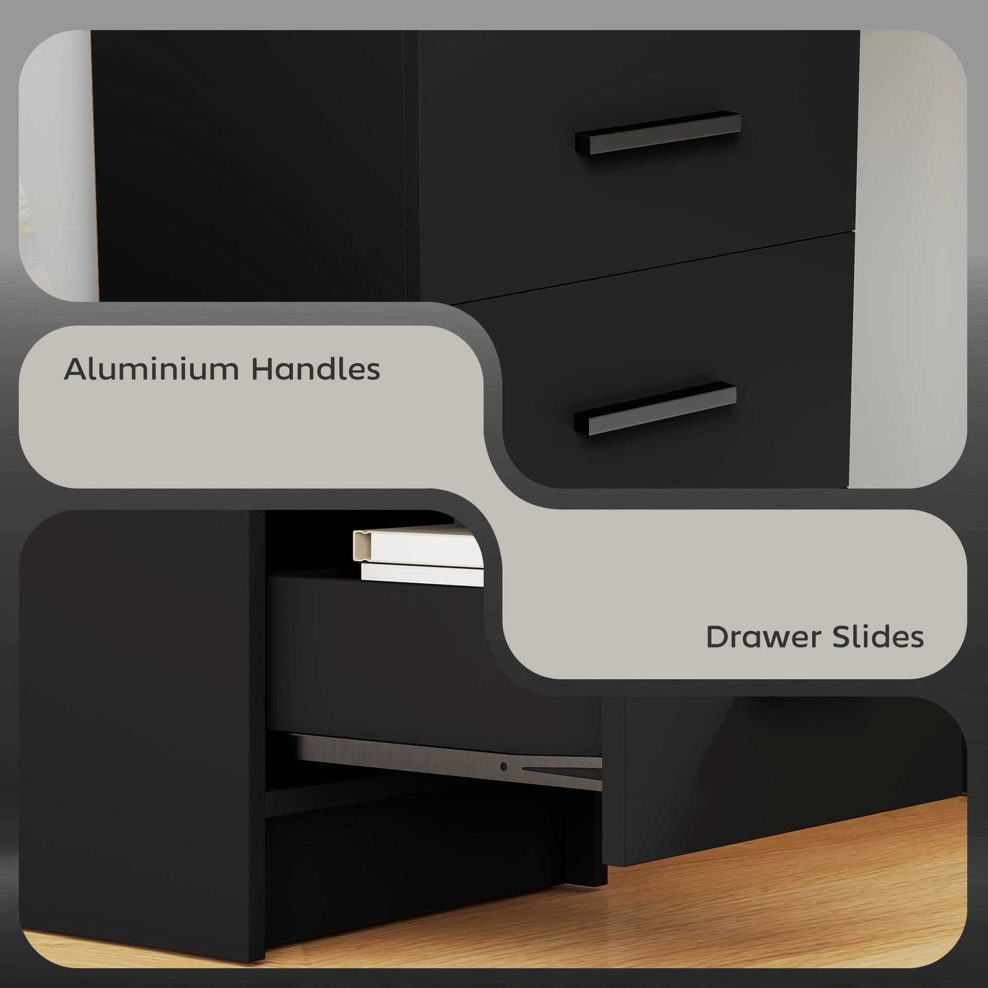 Computer Desk with Storage, 39" Home Office Desk with 3 Drawers nad Open Shelf, Writing Table for Bedroom, Black