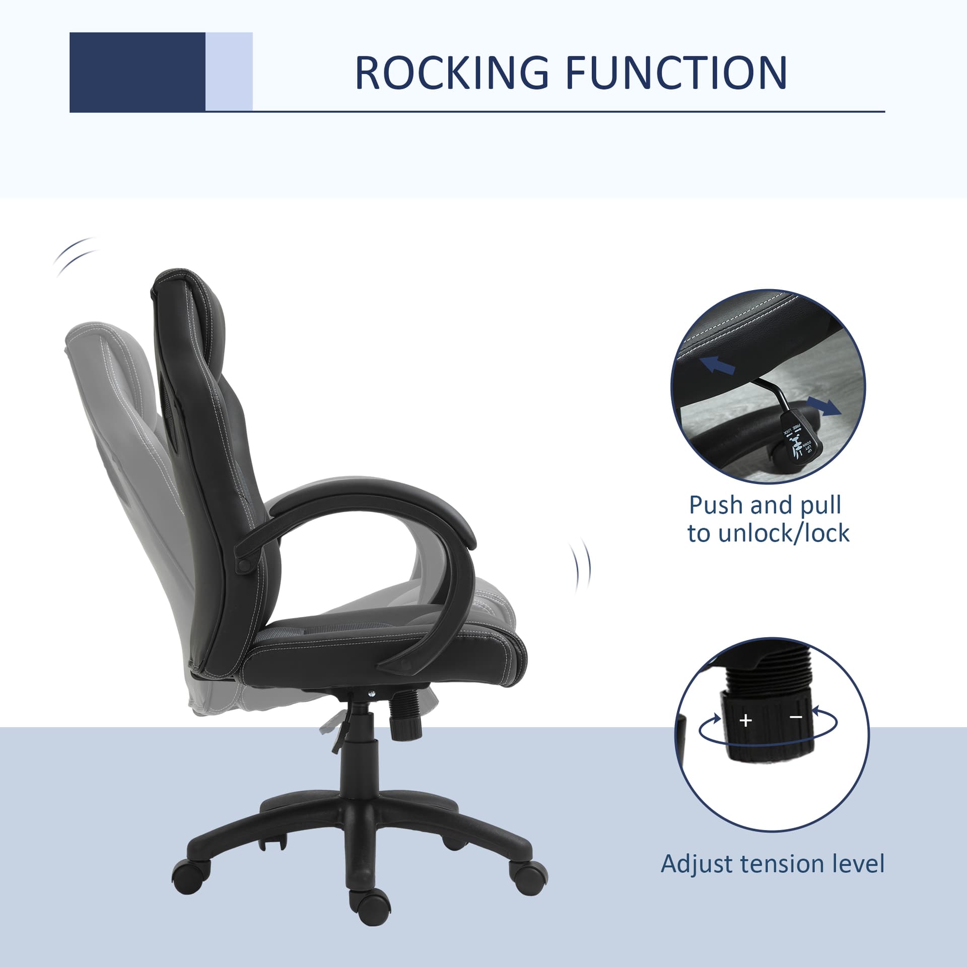 Racing Gaming Chair Office Chair Computer Desk Gamer Chair with Swivel Wheels, Padded Headrest, Tilt Function, Grey