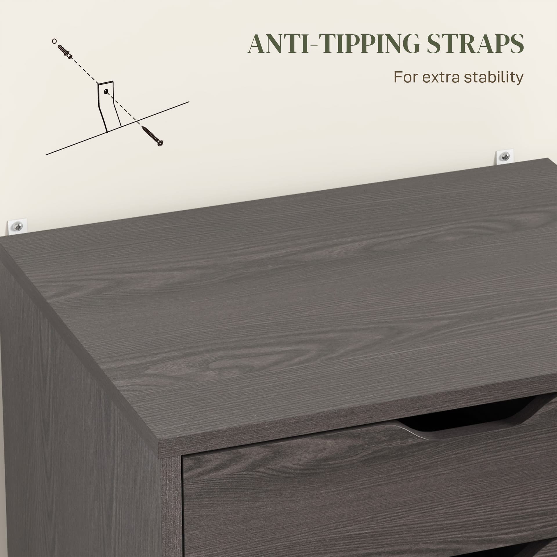 7-drawer Vertical File Cabinet for Home Office, Storage Cabinet with Wheels, 18.7"x15.6"x35.4", Grey Wood Grain