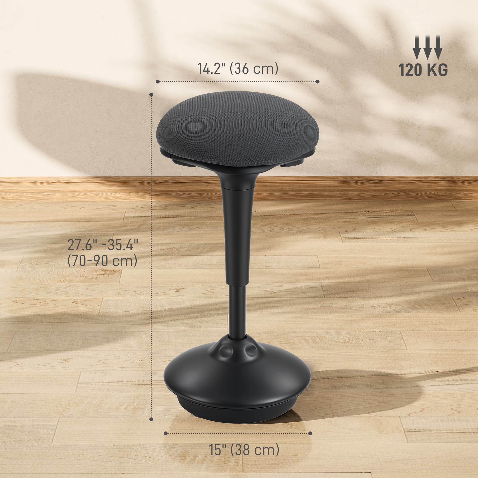 Swivel Standing Desk Chair, Backless Wobble Stool Chair, Adjustable Active Ergonomic Standing Stool with Rocking Motion