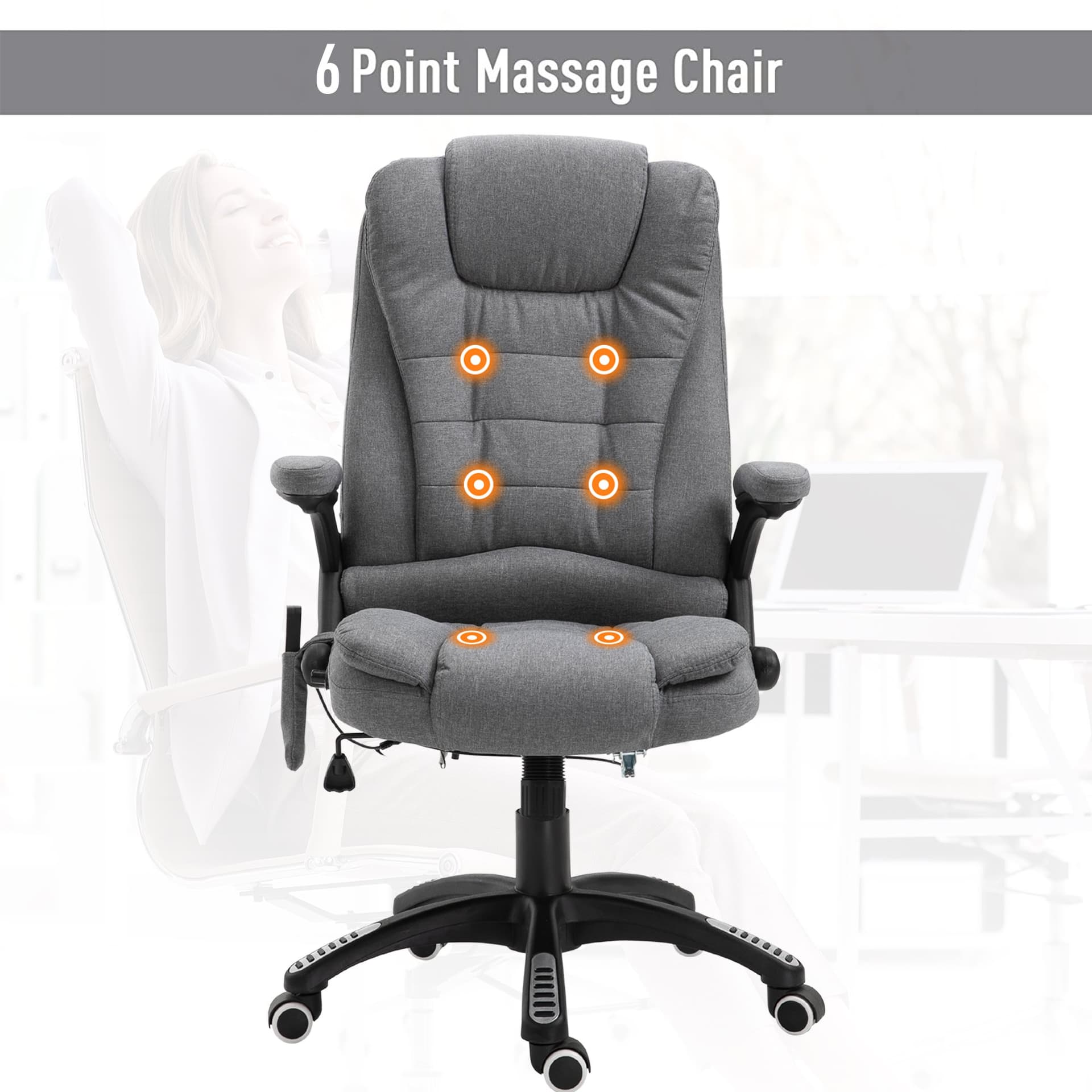High Back Adjustable Massage Office Chair Ergonomic Reclining Executive Chair Home Office Furniture Grey